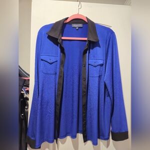 Fall, Blue and Black Button-Up Shit cobalt blue vibrant L/Xl Stretchy